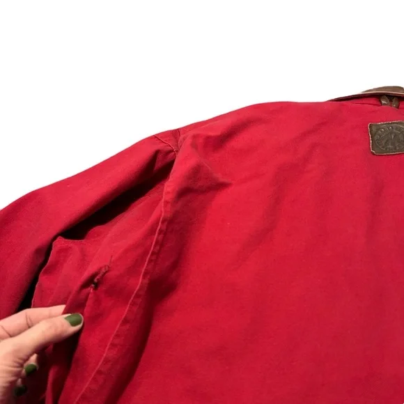 Vintage Marlboro Country Store Chore Coat Red Denim Workwear XL